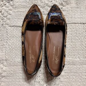 Donald J Pliner Brown Calf Hair Point Toe Wedge with Silver Hardware